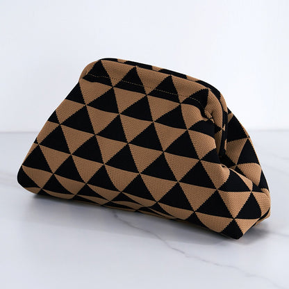 Women Small Crochet Handbag Contrast Color Cute Cloud Purse Casual Colorblock Bag Woven Bag for Female