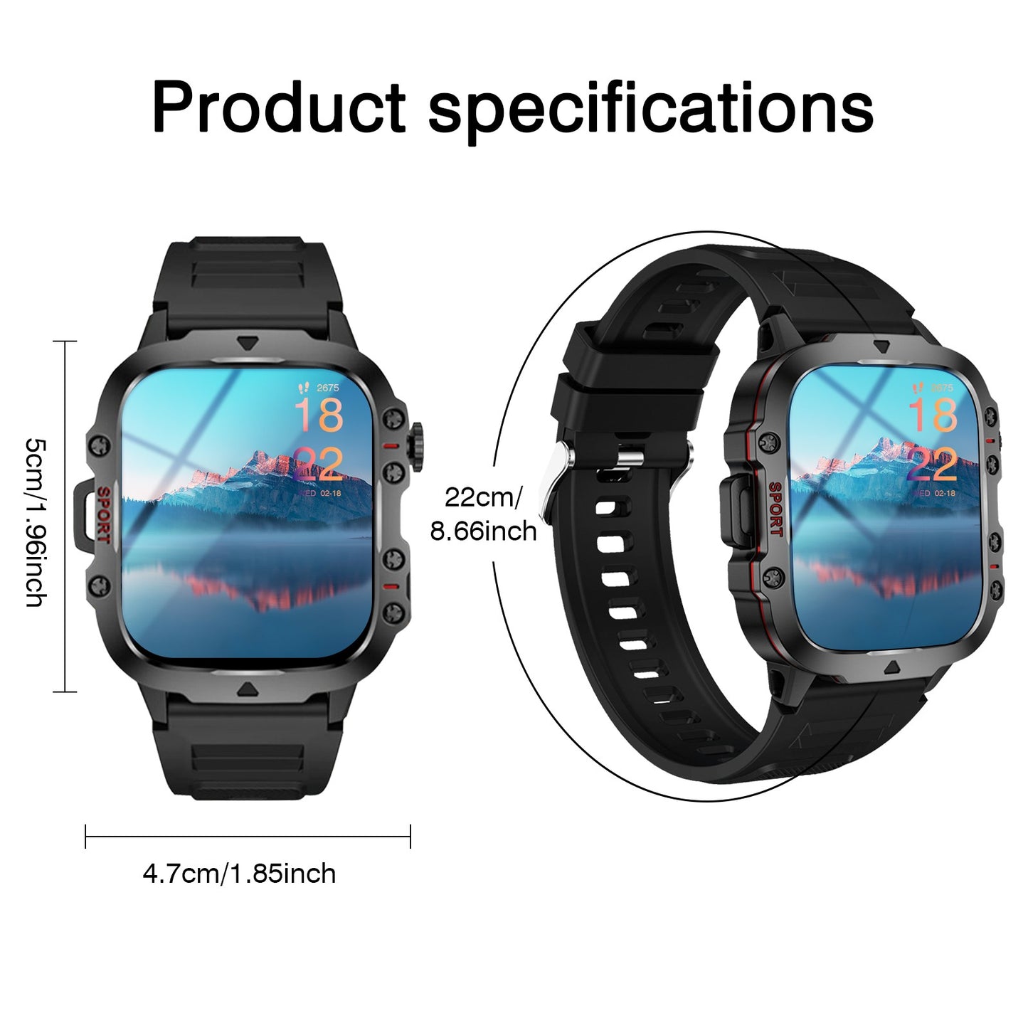 Smart watch, Bluetooth call, message reminder, two straps optional, suitable for iPhone/Android phone