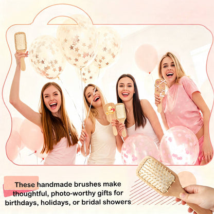 12-48PCS DIY Wooden Hair Brush Painting Kits with 12 Multicolor Pens Make Your Own Hair Brush for Night Party Supplies Gift