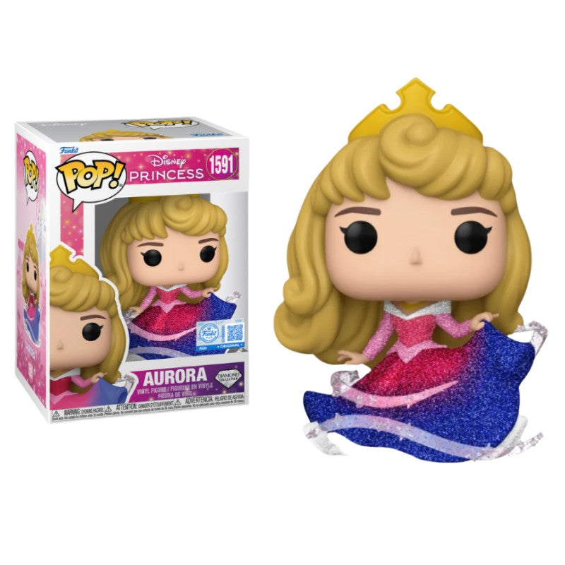 Pop! Disney Princesa Aurora (Diamond) #1591 Boneco de Ação Funko Colecionável Figuras de Vinil Modelo Brinquedos Estátua de Boneca Q Version Presentes