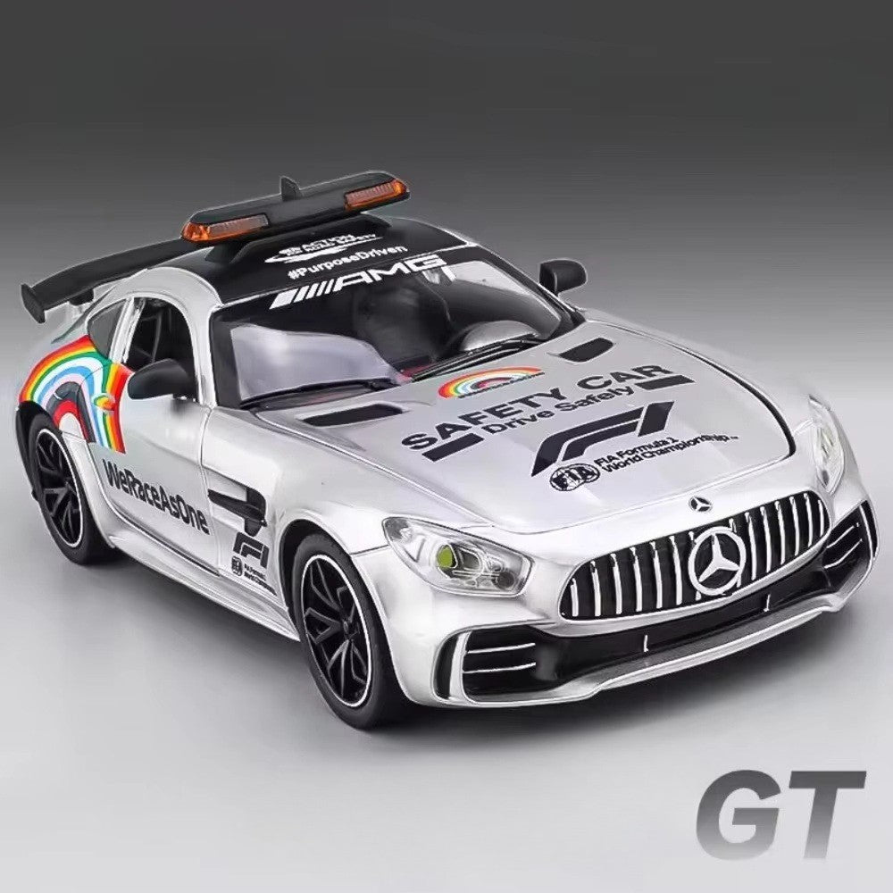 1:24 GTR F1 Safety 300SL Carro Esportivo Modelo Brinquedo Liga Fundido Som Luz Amortecedor Modelos De Veículos Em Miniatura Coleção Presente