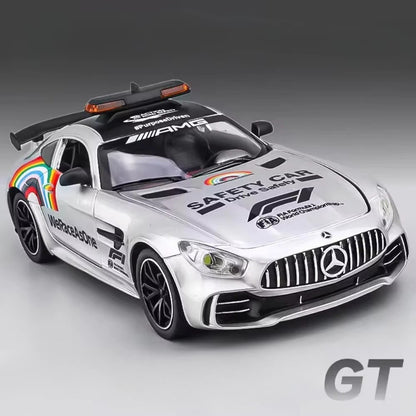 1:24 GTR F1 Safety 300SL Carro Esportivo Modelo Brinquedo Liga Fundido Som Luz Amortecedor Modelos De Veículos Em Miniatura Coleção Presente