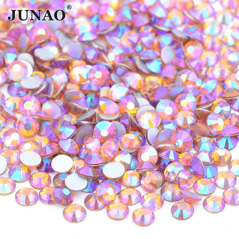 JUNAO Wholesale SS6 SS10 SS12 SS16 SS20 SS30 Flatback Glass Rhinestones Clear Cr