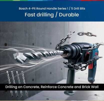 Conjuntos de Brocas Bosch SDS Plus para Martelete para Concreto Diâmetro 6-12mm Cabo Redondo Acessórios para Martelete Perfurador