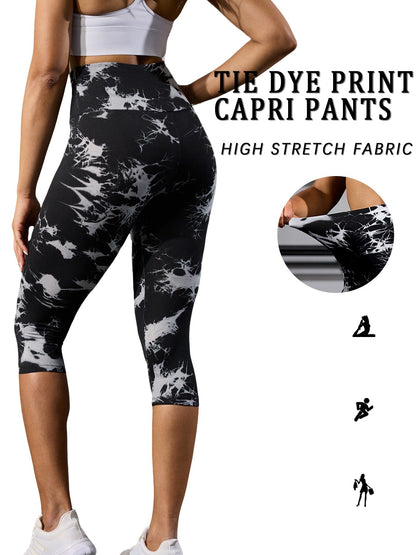 Women's High Waisted Capri Pants Super Soft Tummy Control No See Through Workout Yoga Running Athletic Push Up Gym Leggings