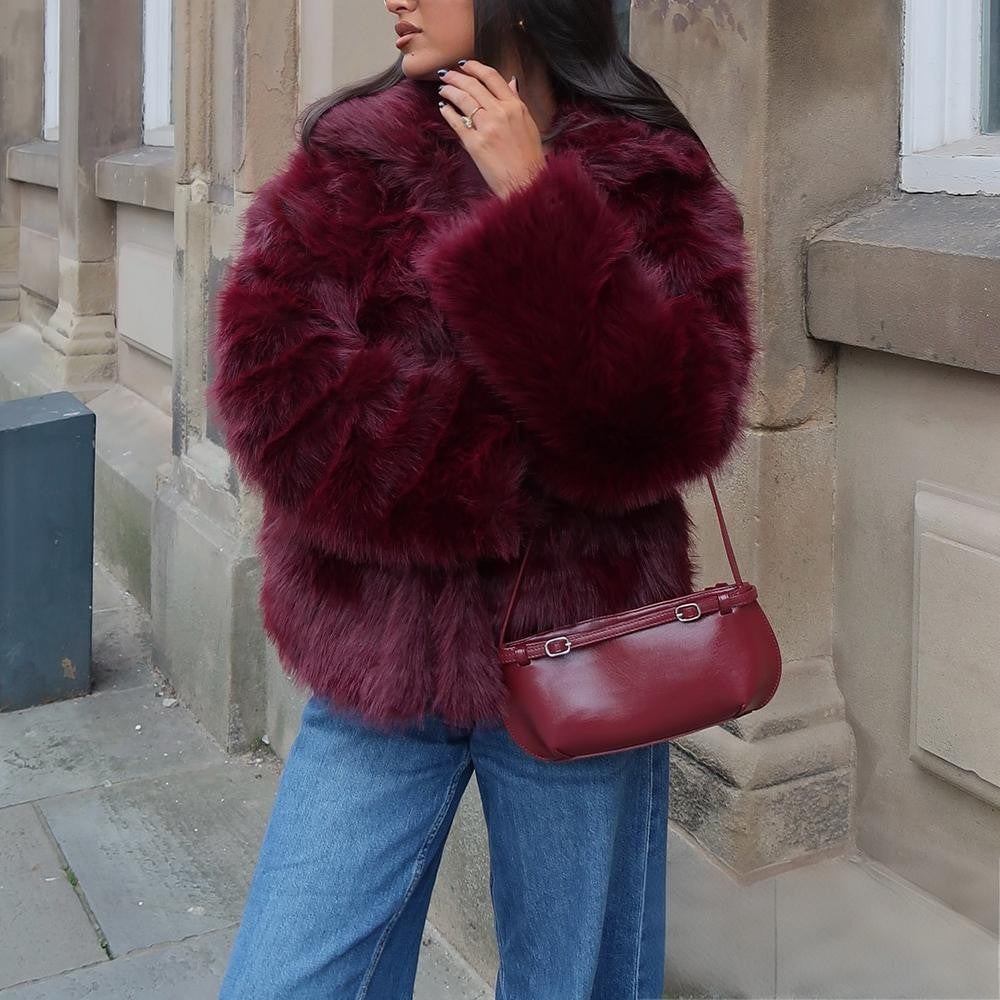 KONDALA Women Brown Faux Fur Jacket Fall Winter Jacket Lapel Loose Jacket 2025 Fashion High Street Elegant Female Jacket Coat