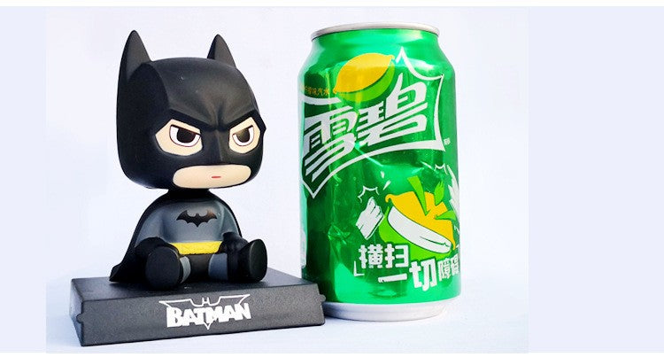 Versão Q do Boneco Batman Toy Figures Desenho Animado Bobble Head Enfeites de Carro Os Vingadores da Marvel Boneco do Capitão América Homem-Aranha