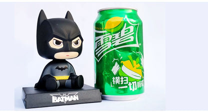 Versão Q do Boneco Batman Toy Figures Desenho Animado Bobble Head Enfeites de Carro Os Vingadores da Marvel Boneco do Capitão América Homem-Aranha