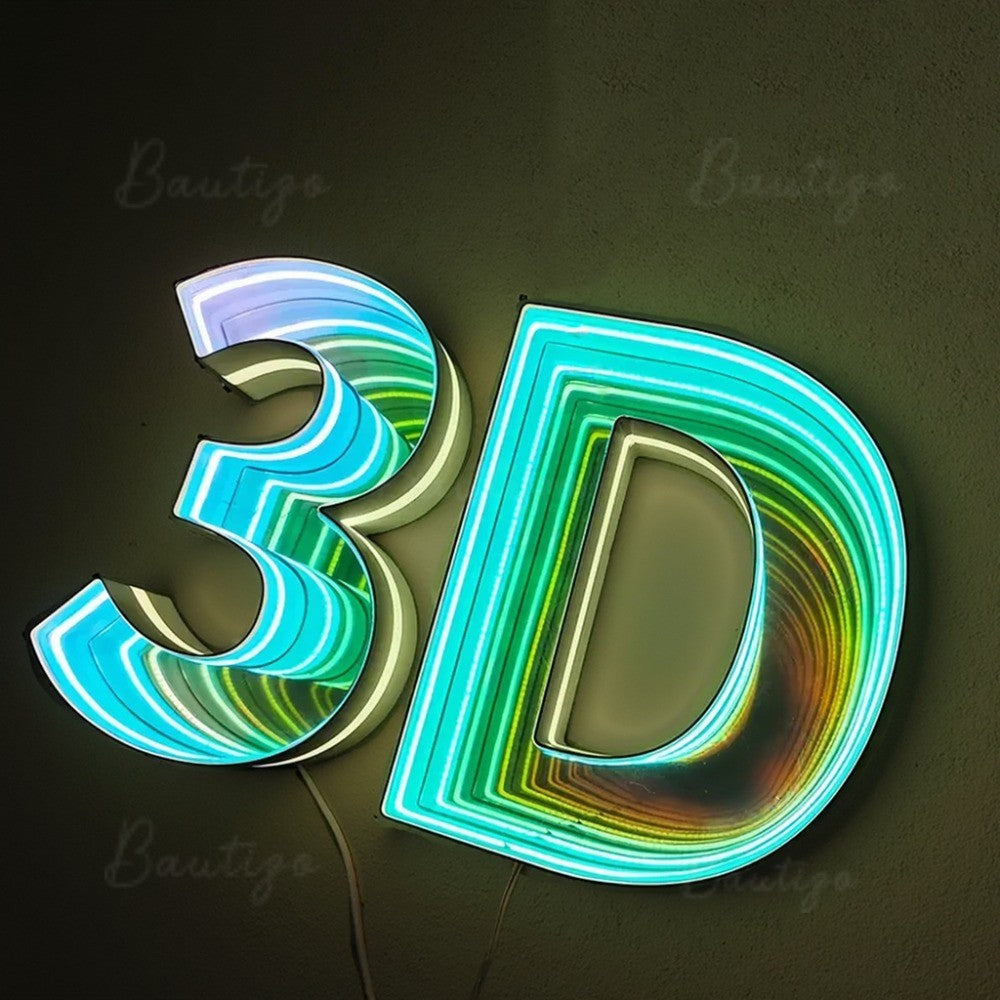 Custom Infinity Mirror Light Up Letter Art Lighting Infinity Mirror Light Customizable for Wall Decor Led Lights Business Sign