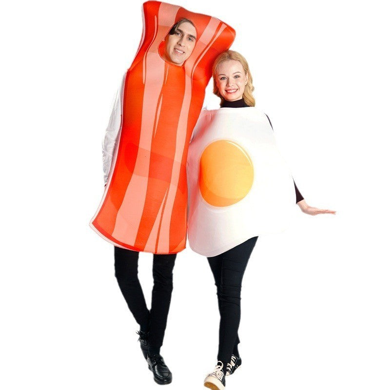 Fun and Funny Halloween Adult Couple's Budget Egg Bacon Party Costumes Funny Food Role-playing Cosplay Costumes