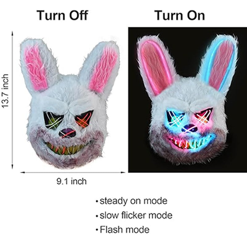 Hot Bloody Rabbit Bear Luminous LED Mask Halloween Horror Bunny Mask Carnival Party Props Cosplay Dress Up Headgear
