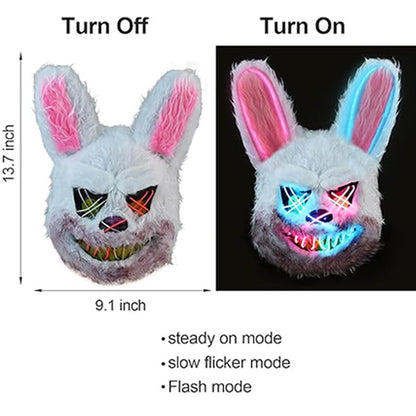 Hot Bloody Rabbit Bear Luminous LED Mask Halloween Horror Bunny Mask Carnival Party Props Cosplay Dress Up Headgear