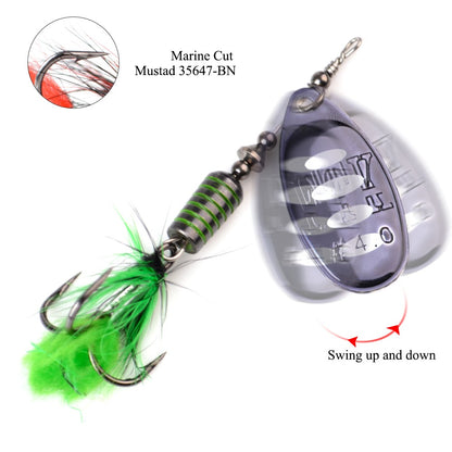 Isca de Pesca FTK Spinner Bait Colher 1pc Pena Isca para Água Salgada Acessórios Anzol Triplo Metal Isca Dura Wobblers Tackle
