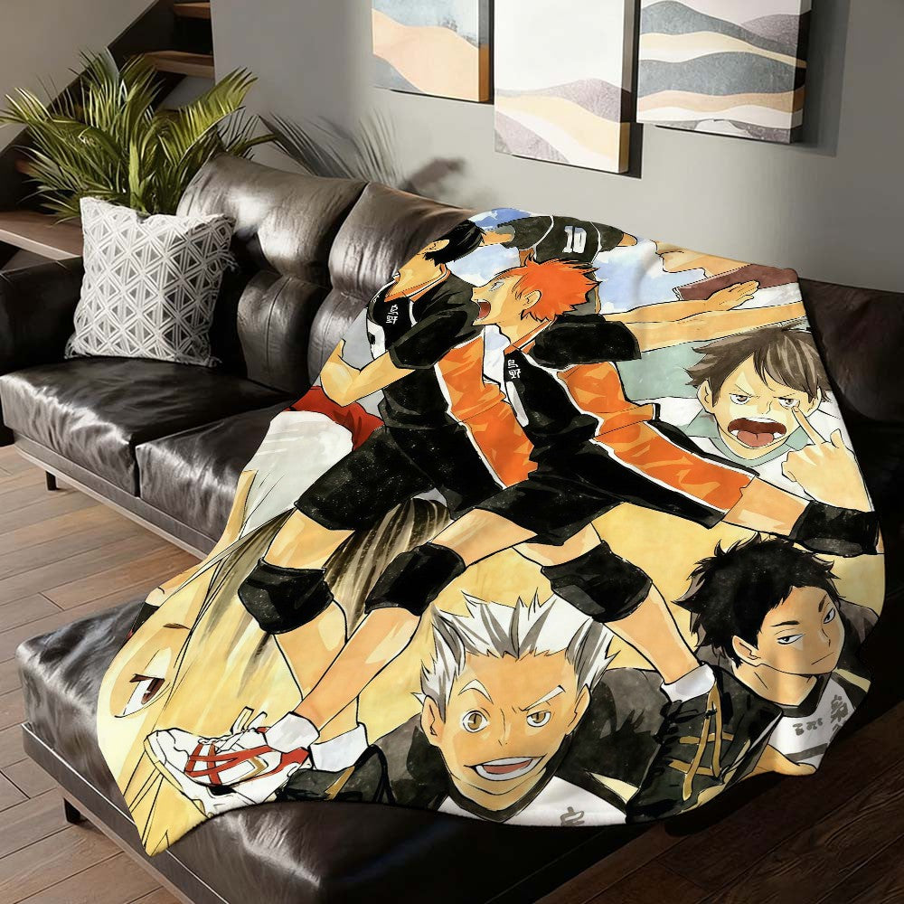 Volleyball Anime H-Haikyu!! Blanket For Sofa Office Bed Plane Travel Sleep Read Relax Camping Soft And Warm