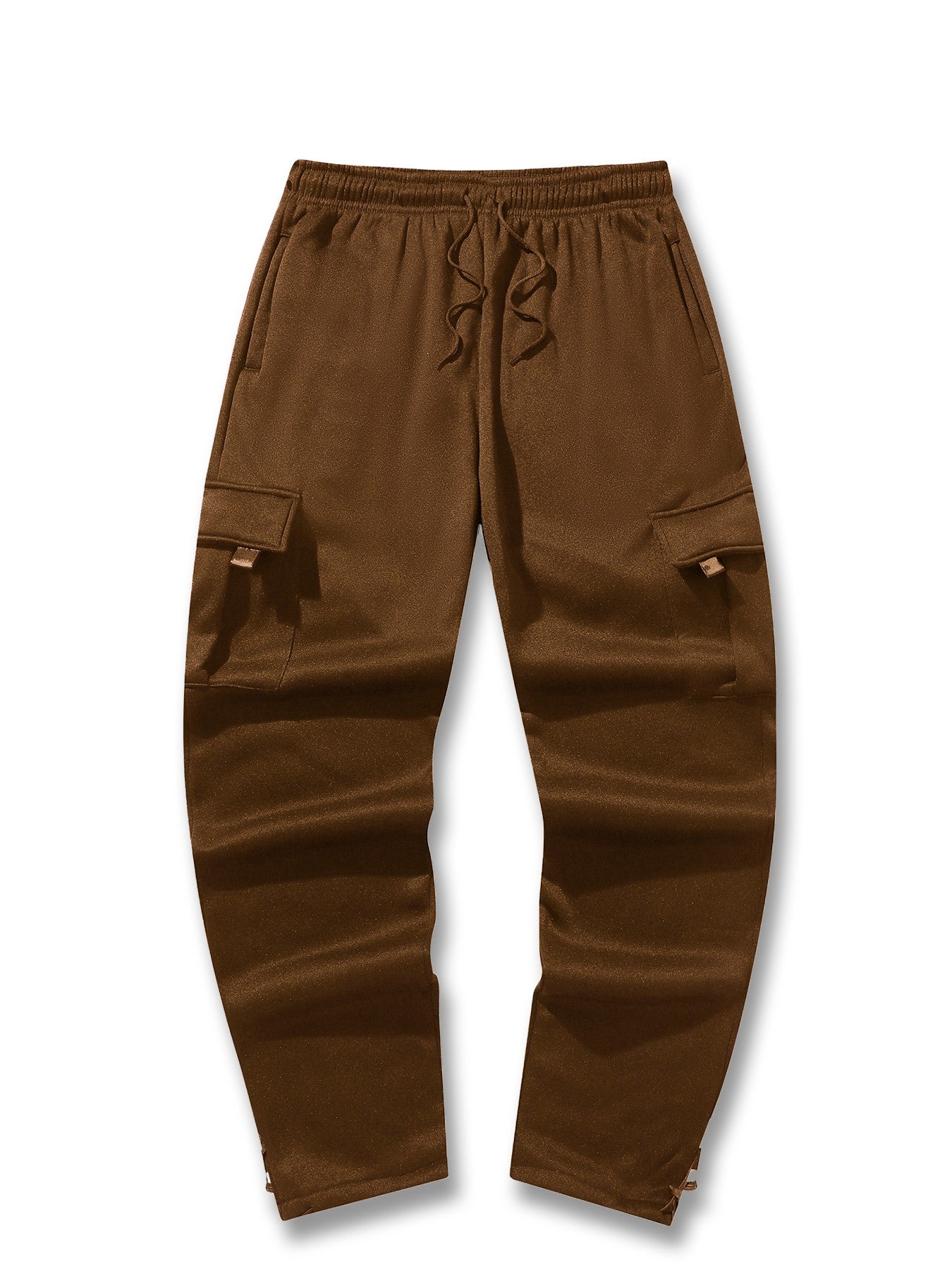 Calças de Moletom Masculinas Reta Casual Outono Inverno Calças Masculinas de Corrida Jogger Esportivas para Academia Calças Lisas com Vários Bolsos