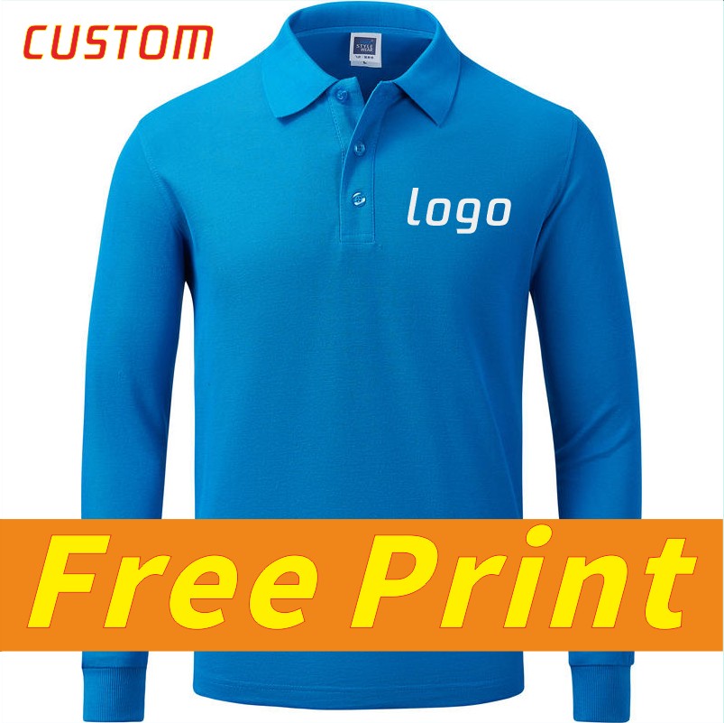 Leisure long sleeved POLO shirt custom autumn and spring long sleeved lapel t-shirt with printed logo and personalized design em