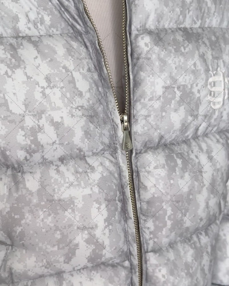 2025 Trendy High Street Retro Casual Solid Color Zipper Coat Street Hip-Hop Streetwear Men Harajuku Gray Camouflage Warm Jacket