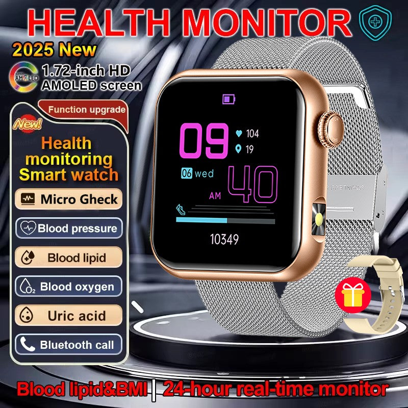 2025 Novo Smartwatch Feminino de LED com IA, Diagnóstico Inteligente, Monitor de Saúde HRV+PPG, Pressão Arterial, Oxigênio no Sangue, IP68, NFC?