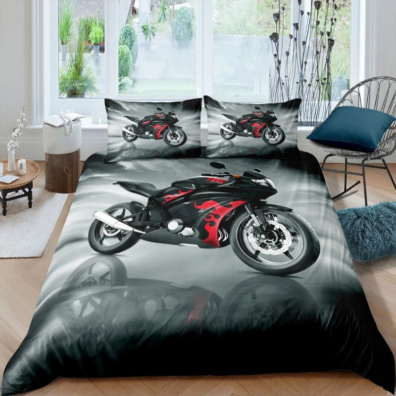 Conjunto de cama de quarto popular para homens Super legal Motocicleta Trator Conjunto de cama de luxo 100% poliéster Conjuntos de capa de cama Fronhas