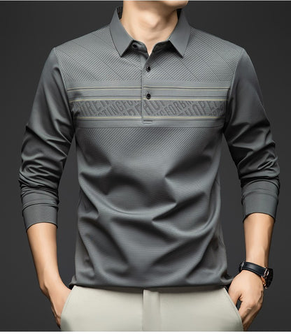 BROWON Polo Tee Shirt for Man 2025 Autumn New Luxury Men Long Sleeve T shirt Business Casual Slim Tops for Man Designer Clothes