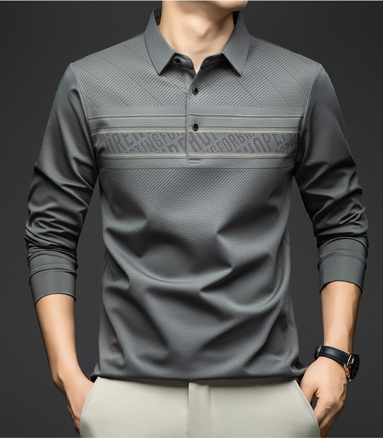 BROWON Polo Tee Shirt for Man 2025 Autumn New Luxury Men Long Sleeve T shirt Business Casual Slim Tops for Man Designer Clothes