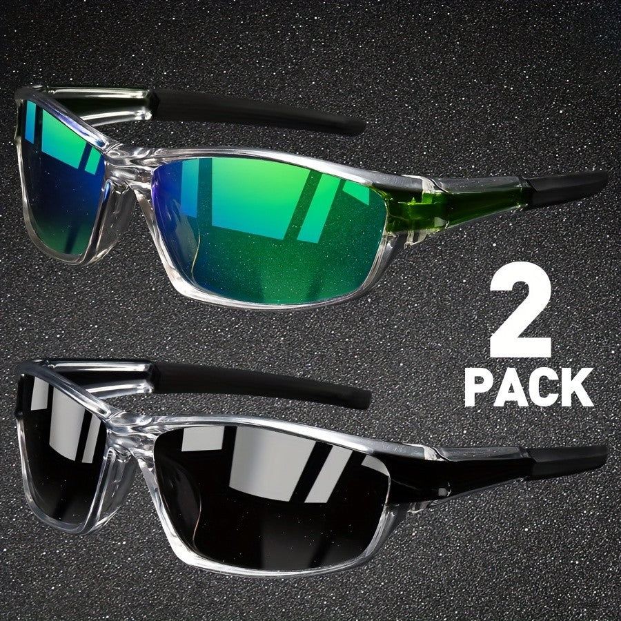 2pairs Sports Polarized Sunglasses for Men Lightweight Night Vision Male Shades Cycling Driving Fishing Fashion Mirror Sunglass
