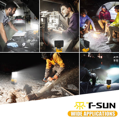 Portable 48W 5200LM LED Work Light Cordless Work Light Adjustable Base Rechargeable LED Flood Light for DeWalt No Battery