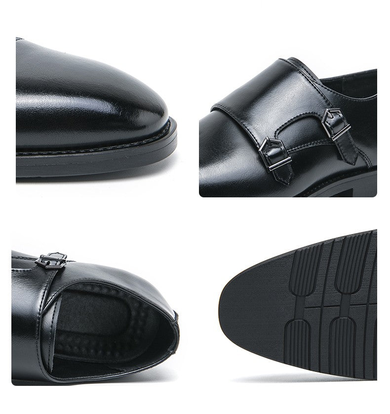 Large size men's three-point casual leather shoes men's leather business gentleman British style dress men Mengke shoes