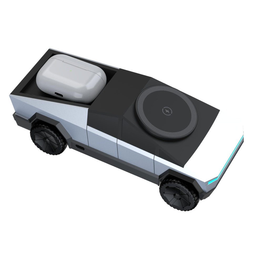 Suporte de Mesa Cybertruck Qi2 3 em 1 Base de Carregamento Sem Fio CyberDock para iPhone 16 15 14 Pro Max, AirPods, IWatch
