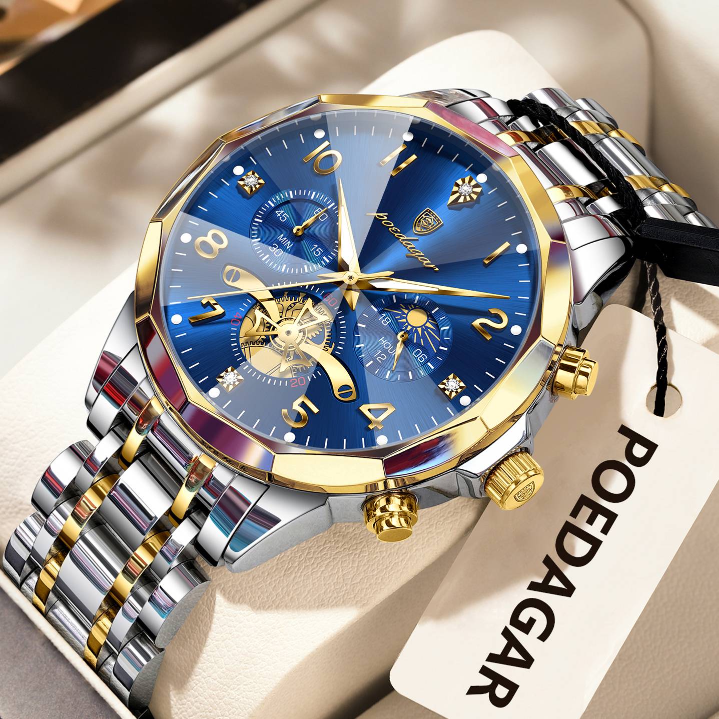 POEDAGAR Luxo Alta Qualidade Relógio de Pulso Masculino Cronógrafo Aço Inoxidável Quartzo Relógios Masculinos Impermeável Luminoso Relógio Masculino Reloj