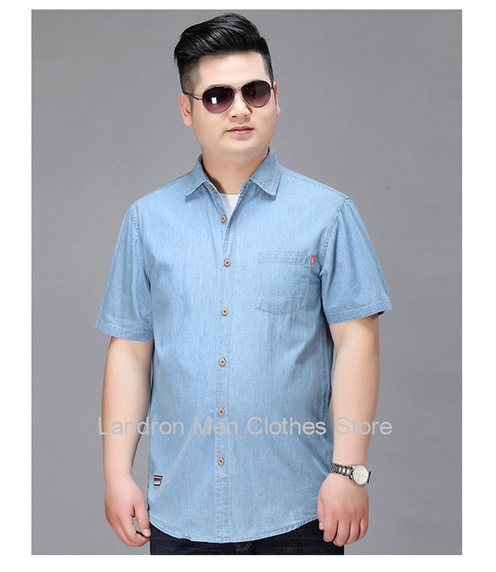 Denim Shirts Men Cotton Short Sleeve Summer Casual Jeans PLus Size 5XL 6XL 7XL Big Thin Boys Loose Blouse 8XL Man Male Camisa