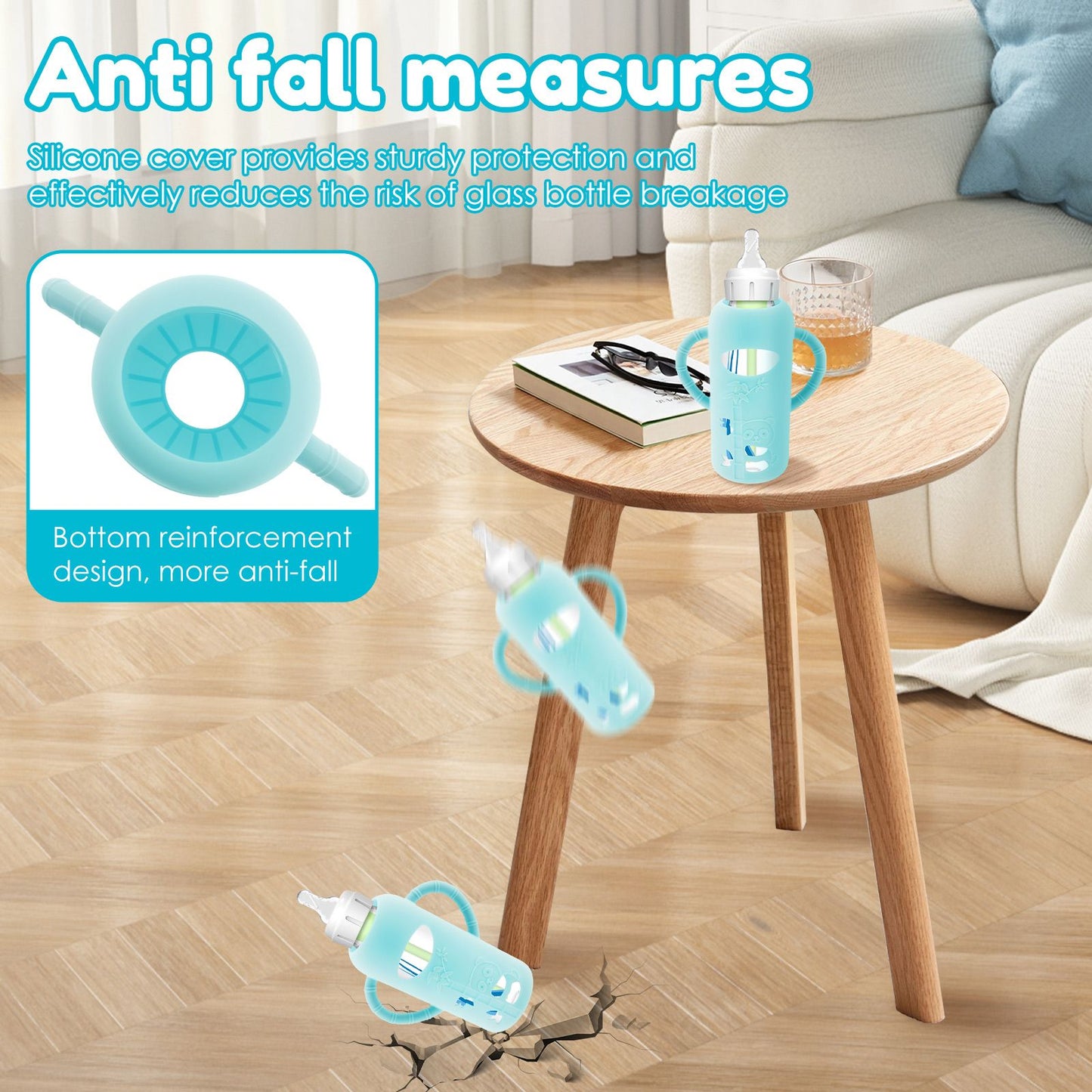 3Pcs Silicone Bottle Sleeves for Dr. Brown's Glass Baby Bottles Food-Grade Silicone Bottle Sleeves Insulated Baby Bottle Cover