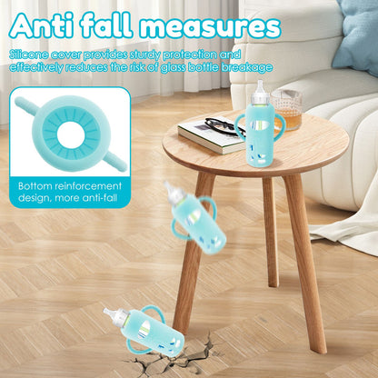 3Pcs Silicone Bottle Sleeves for Dr. Brown's Glass Baby Bottles Food-Grade Silicone Bottle Sleeves Insulated Baby Bottle Cover