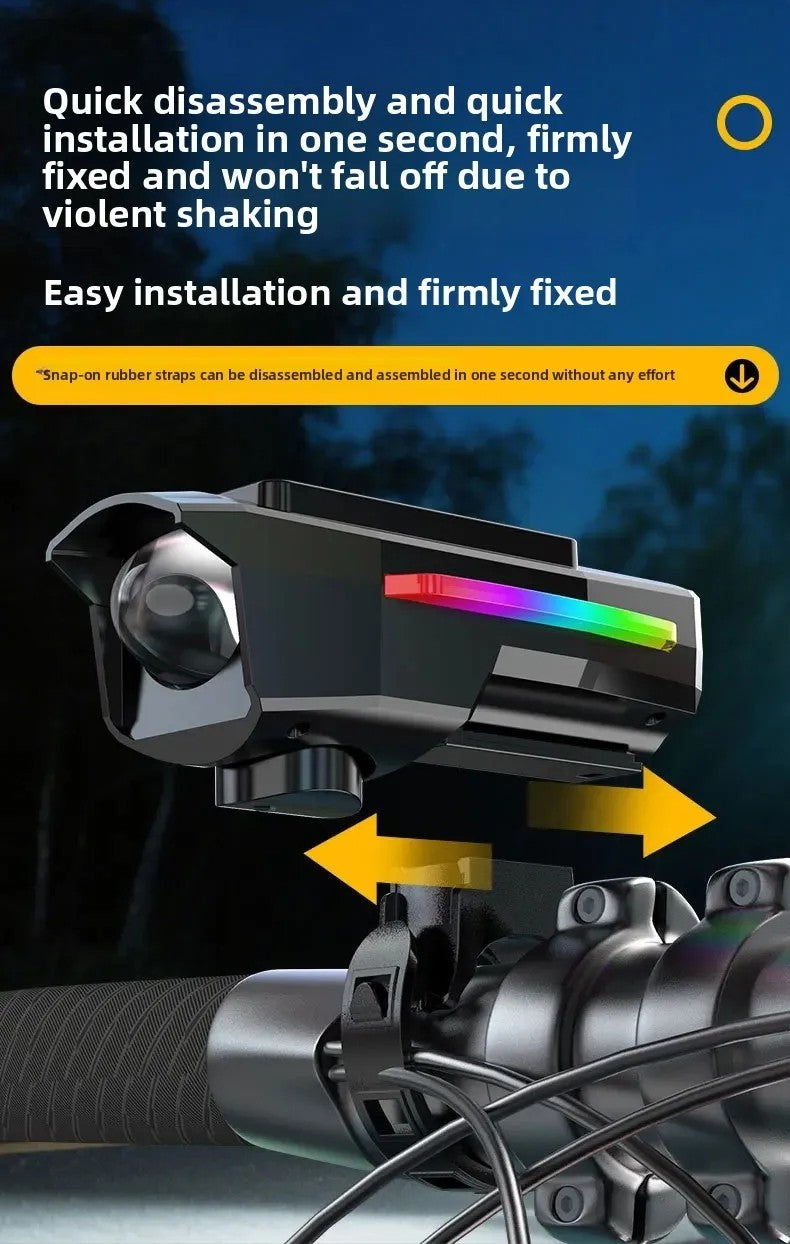 BUCKLOS Bike Light Solar Power Bicycle Front Light Highlight LED with Colorful Side Lamp Cycling Lights Bicycle Accessories