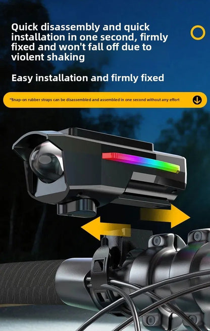 BUCKLOS Bike Light Solar Power Bicycle Front Light Highlight LED with Colorful Side Lamp Cycling Lights Bicycle Accessories