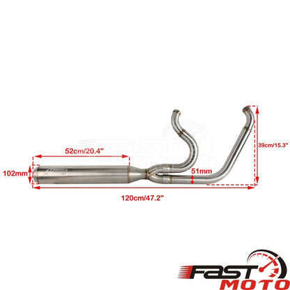2-into-1 Motorcycle Exhaust System Muffler Pipe For Harley M8 Softail 2018-2026 FXST FXBB FXBBS FXFBS FXFB FLSL FLDE FXLR FXLRS
