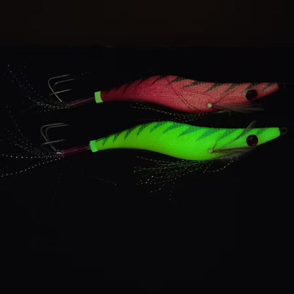 Ackibbik 2pcs/set 14cm Shrimp Baits Shrimp Fishing Lures Sea Fishing Shrimp Lure Luminous Squid Jig Hook Shrimp Prawn Lure