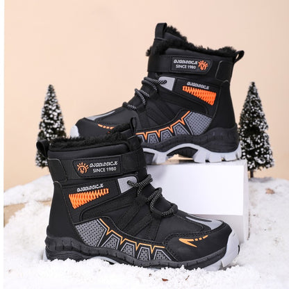 Kids Snow Boots Winter Fashion High Top Warm Plush Comfortable Anti Slip Stable Walking Shoes Boys Outdoor Sneakers Size 30-40