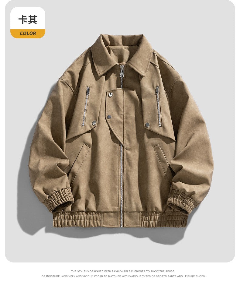 Fashion Trend Korean Slim Fit Casual Men's Leather Jacket Motorcycle Jacket New Spring and Autumn Men's Slim PU Leather Jacket