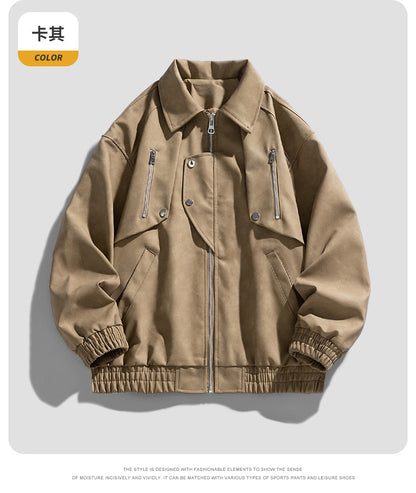 Fashion Trend Korean Slim Fit Casual Men's Leather Jacket Motorcycle Jacket New Spring and Autumn Men's Slim PU Leather Jacket