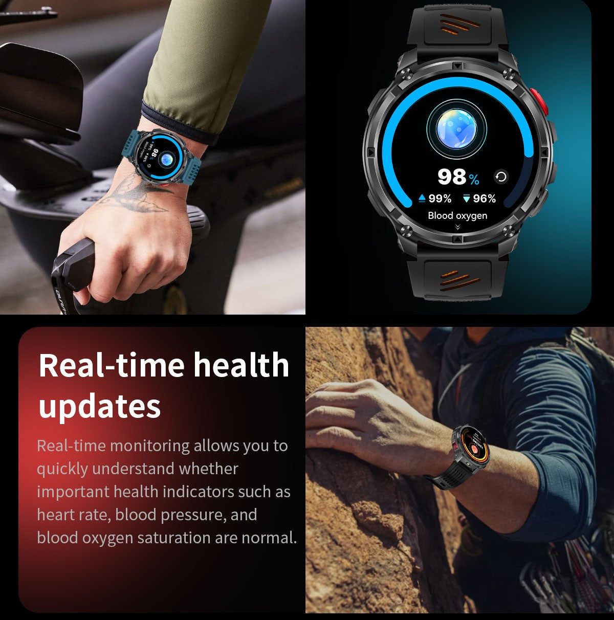 2026 New 1.7-inch Military sports SmartWatch 1100mAh large battery Outdoor compass flashlight 5ATM waterproof BT Call SmartWatch