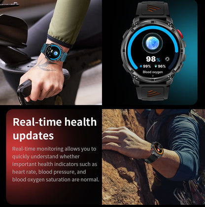 2026 New 1.7-inch Military sports SmartWatch 1100mAh large battery Outdoor compass flashlight 5ATM waterproof BT Call SmartWatch