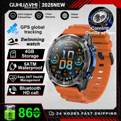 NEW 4GB Memory Video Player Smart Watch AMOLED With GPS Offline Maps Military Sports Smartwatch Men 30m Swim Waterproof Bracelet