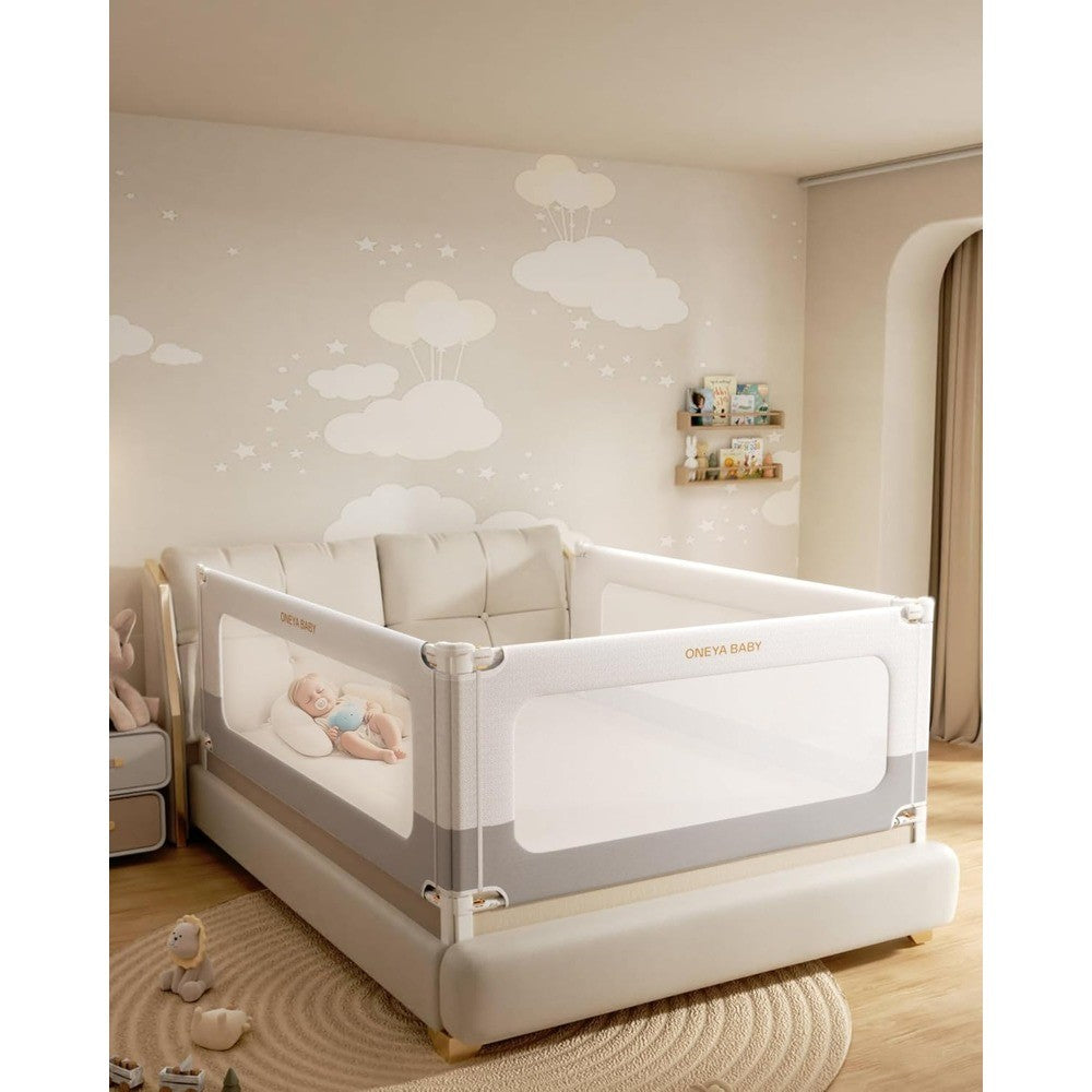 Grades de proteção para cama infantil ajustáveis em altura - Proteção de cama de tamanho normal sem perfuração com reforço de segurança Chi