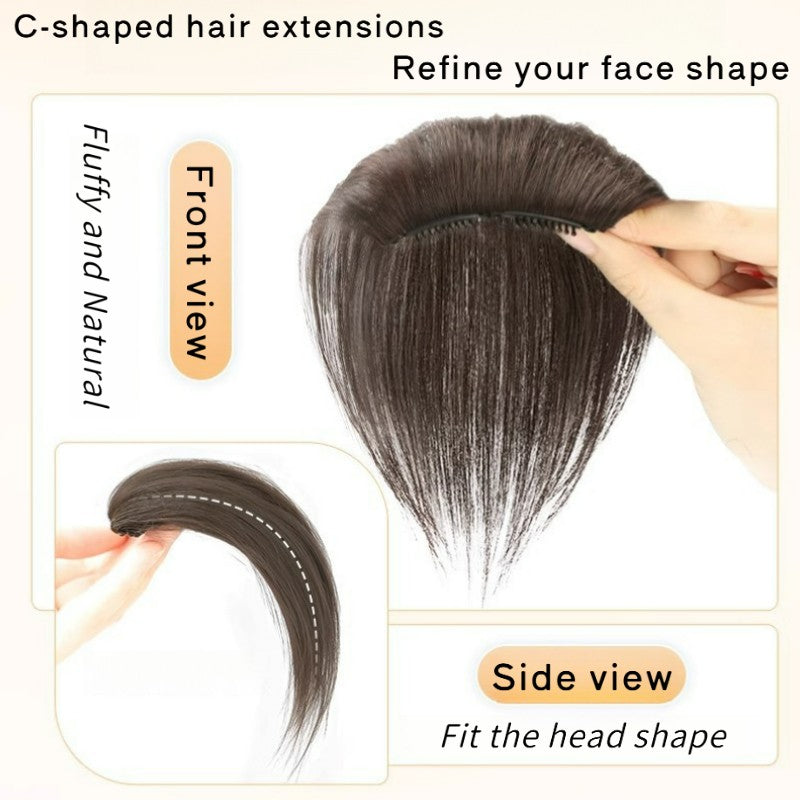 Extensão de Cabelo Invisível Sintética Presa com Grampos BB Franja Curta Reta Peruca para Mulheres Aumentar Volume do Cabelo