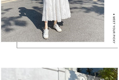 Plus Size plus Size Lace Hollow out f Skirt mid Waist Long Sle Fairy Skirt A-Line Umbrella Skirt Trendy Women's Clothing