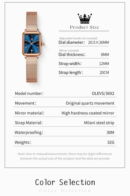 OLEVS Ultra Thin 8mm Women's Watches With Gift Box Fashion Elegant Rose Gold Mesh Steel Strap Luxury Quartz Watch for Woman 3692