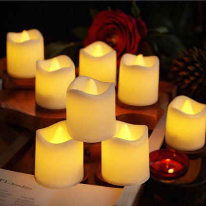 24/48Pcs Flameless LED Candle Lights Battery Powered Creative Wishing Tea Lamp Warm White Halloween Wedding Christmas Decoration