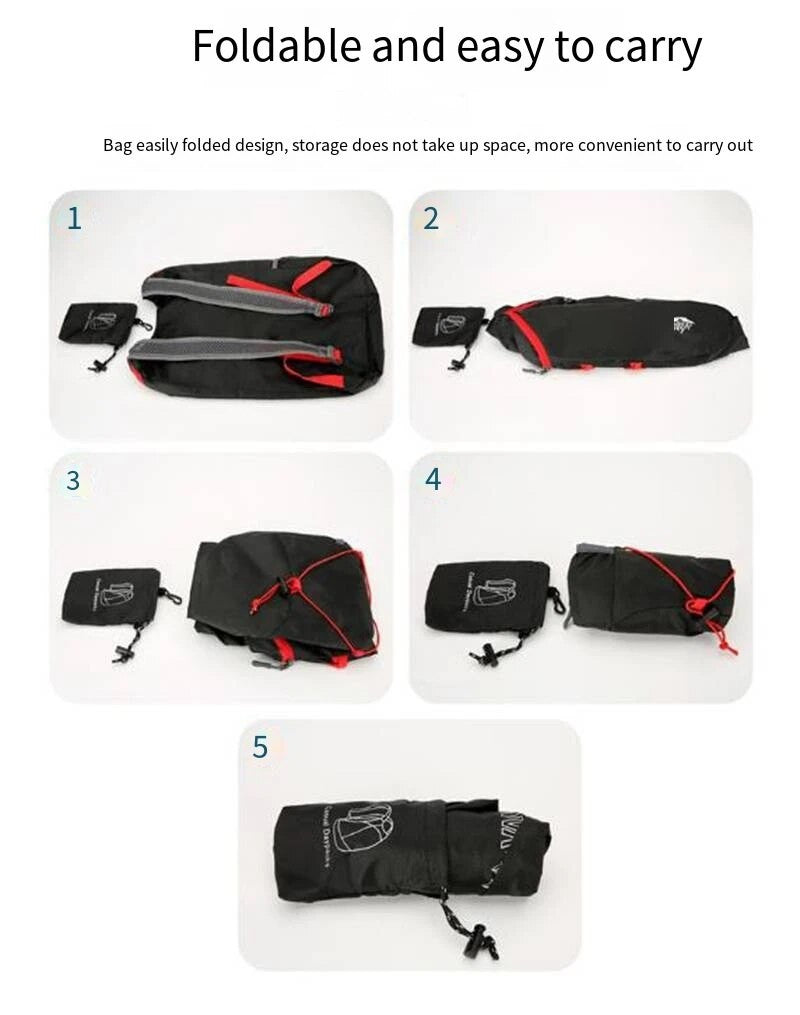High-density lightweight waterproof nylon sports bag, multifunctional outdoor folding backpack Suitable for camping Hiking