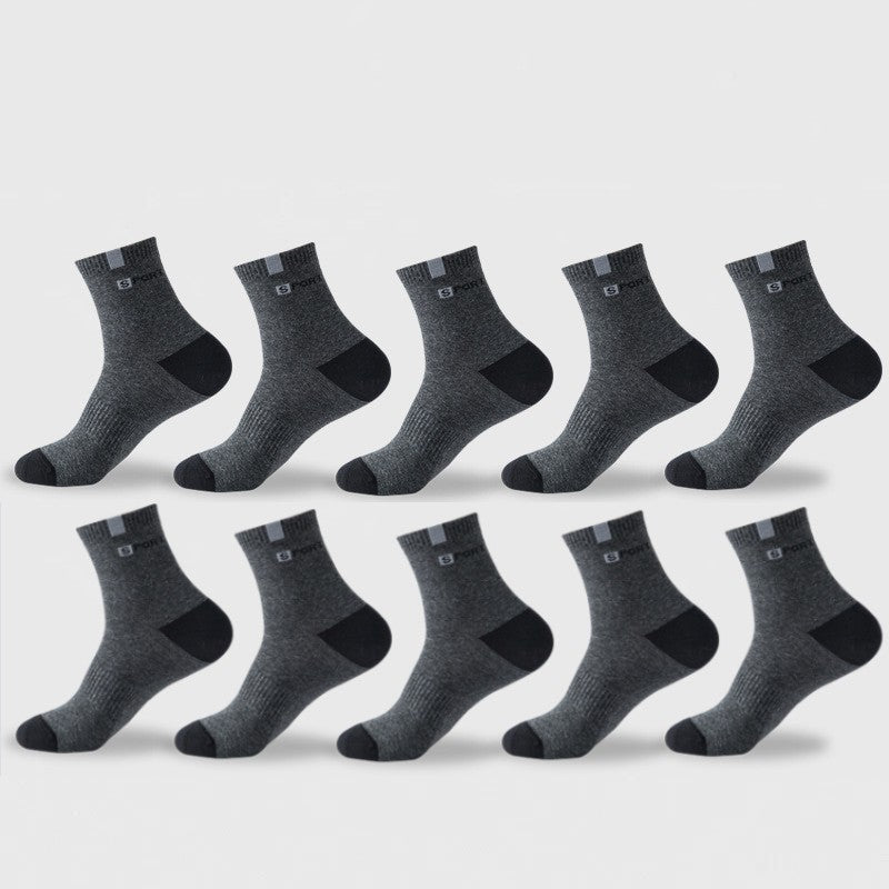Meia de Algodão Masculina Esportiva Respirável Macia Letras Moda Tênis Cano Médio Alta Elasticidade Meia Toalha Sox Corrida Verão